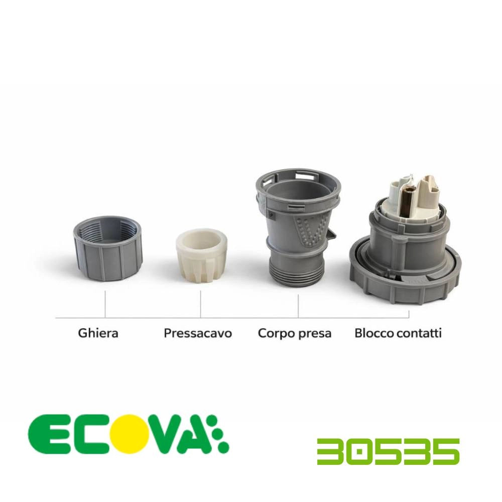 Presa industriale ecova 30535 32a 230v 2p+t ip67