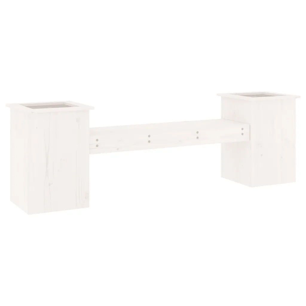 Panca da Giardino | Panchina Fioriera Bianca 184,5x39,5x56,5 cm Legno Massello Pino