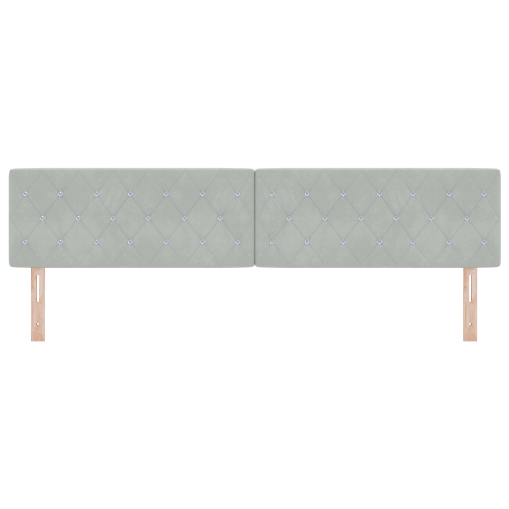 Testiera LED  con bottoni in cristallo grigio chiaro 100 cm in velluto