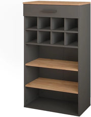 Portabottiglie Repose, Quercia dorata/antracite, 60 x 106 cm, adatto per la conservazione di bottiglie di vino e libri