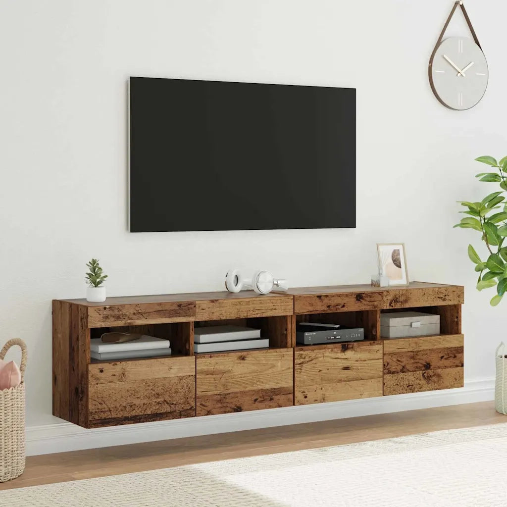 Mobiletti TV da Parete 2 pz-Set di 2 Credenza per TV sospesa Legno vecchio 80 x 30 x 40 cm