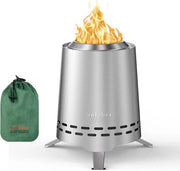 Stufa a Gas in Acciaio Inossidabile | Mini Stufa Portatile con Tasca | Funziona con Pellet o Legna | Senza Fumo | per Giardino Terrazzo Campeggio Decorazione | Argento