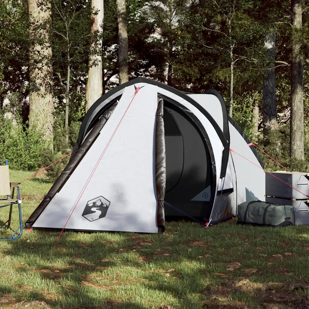 Tenda Campeggio a Cupola 2 Persone Bianca Tessuto Impermeabile 94342
