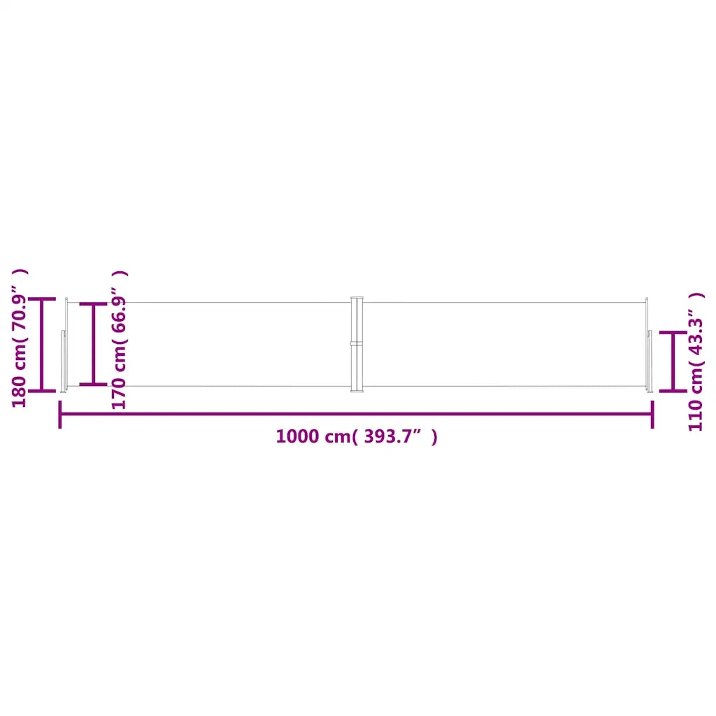 Tenda da Sole Laterale Retrattile Nera 180x1000 cm cod mxl 27462