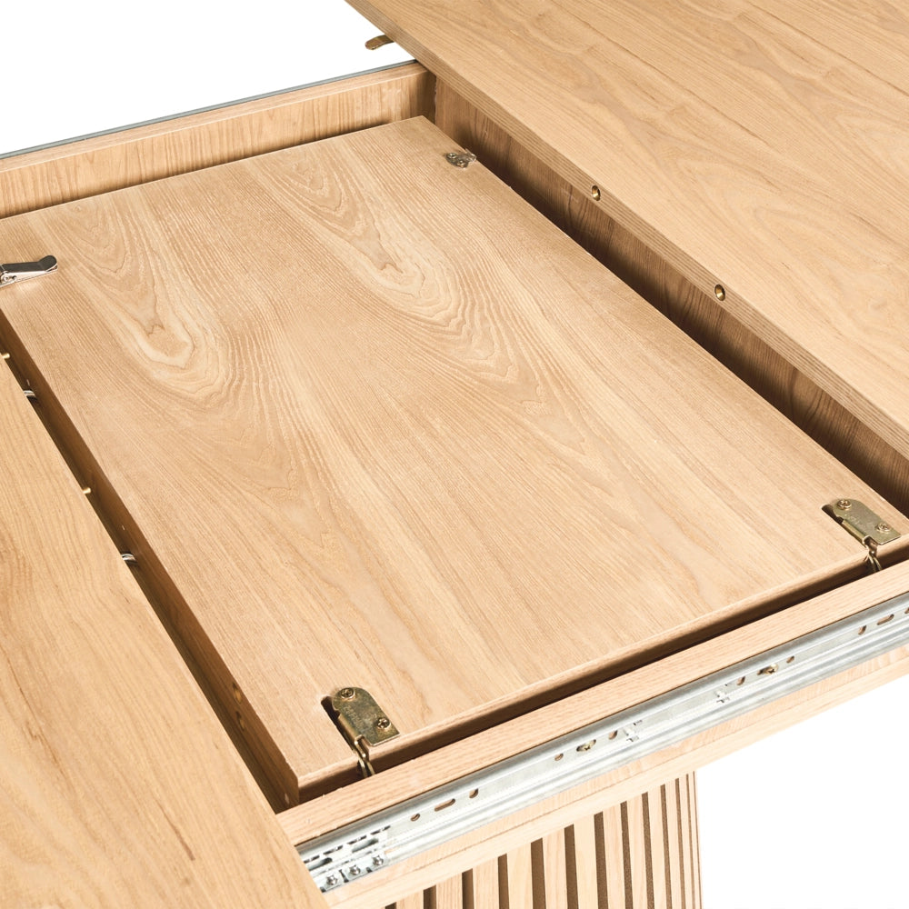 Tavolo da pranzo allungabile moderno industriale gambe a coste legno di frassino chiaro