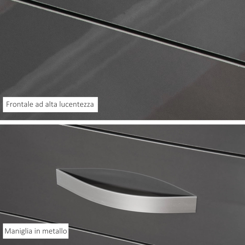 Easycomfort Cassettiera da 4 Cassetti con Maniglie di Metallo, in Truciolato, 75x36x72 cm, Grigio