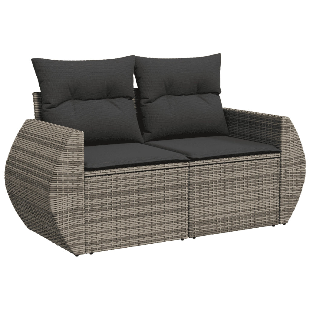 Set Divano da Giardino 10 pz con Cuscini Grigio in Polyrattan 3272355