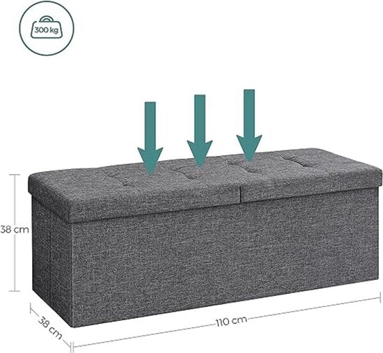 Cassa con coperchio, poltrona pieghevole per testata, imbottita, spaziale, 110 x 38 x 38 cm