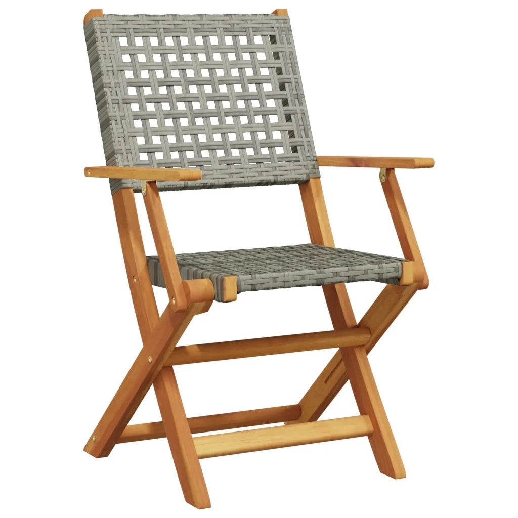 Set da Bistrot 3 pz | Set Salotto da Giardino Grigio in Polyrattan e Legno Massello