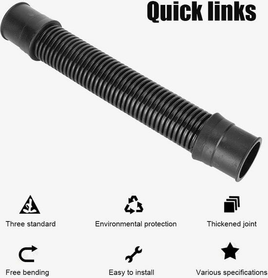 Serpentino Flexibile per Acquario - Tubo Flessibile per Filter di Piscina Giardino - Tubo di Gomma Flexibile Nero - ID 40mm - 0,3 metri.