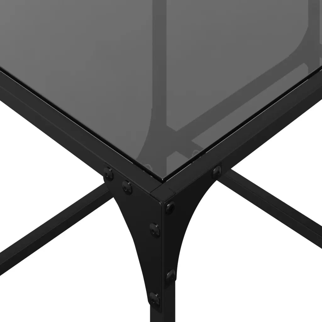 Tavolino da salotto | Tavolino da caff¨¨ | Tavolino da Soggiorno con Piano in Vetro Nero 78,5x40x40 cm Acciaio
