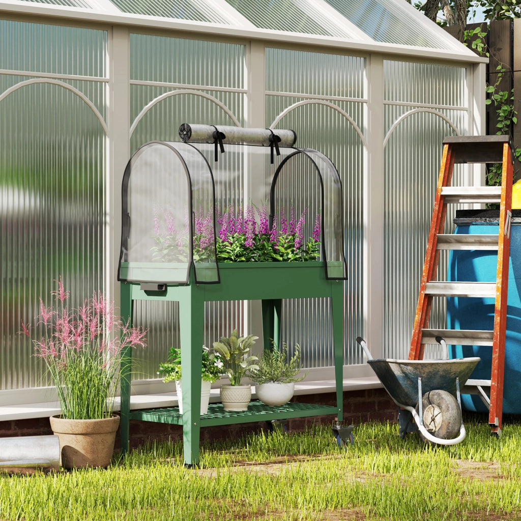 Letto da Giardino Urbano con Ruote e Ripiano ¨C Zephmum ¨C 80x40x120 cm Verde