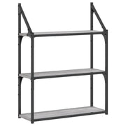 Scaffale Parete | Ripiano a parete | Mensola a parete 3Ripiani Grigio Sonoma 60x21x78,5cm Multistrato