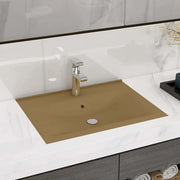 Lavandino con Foro Rubinetto Crema Opaco 60x46 cm in Ceramica 147029