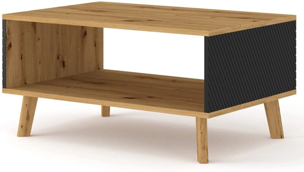 MOBILE TAVOLINO TAVOLINETTO DA CAFFE' LUXI 90x60x45cm ROVERE NERO OPACO