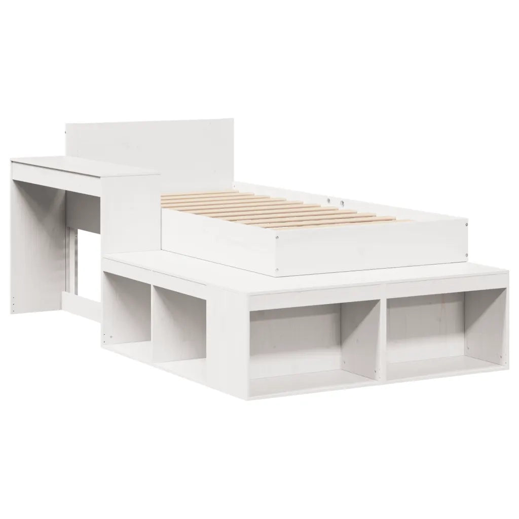 Letto senza Materasso Bianco 75x190 in Legno Massello di Pino 3309753