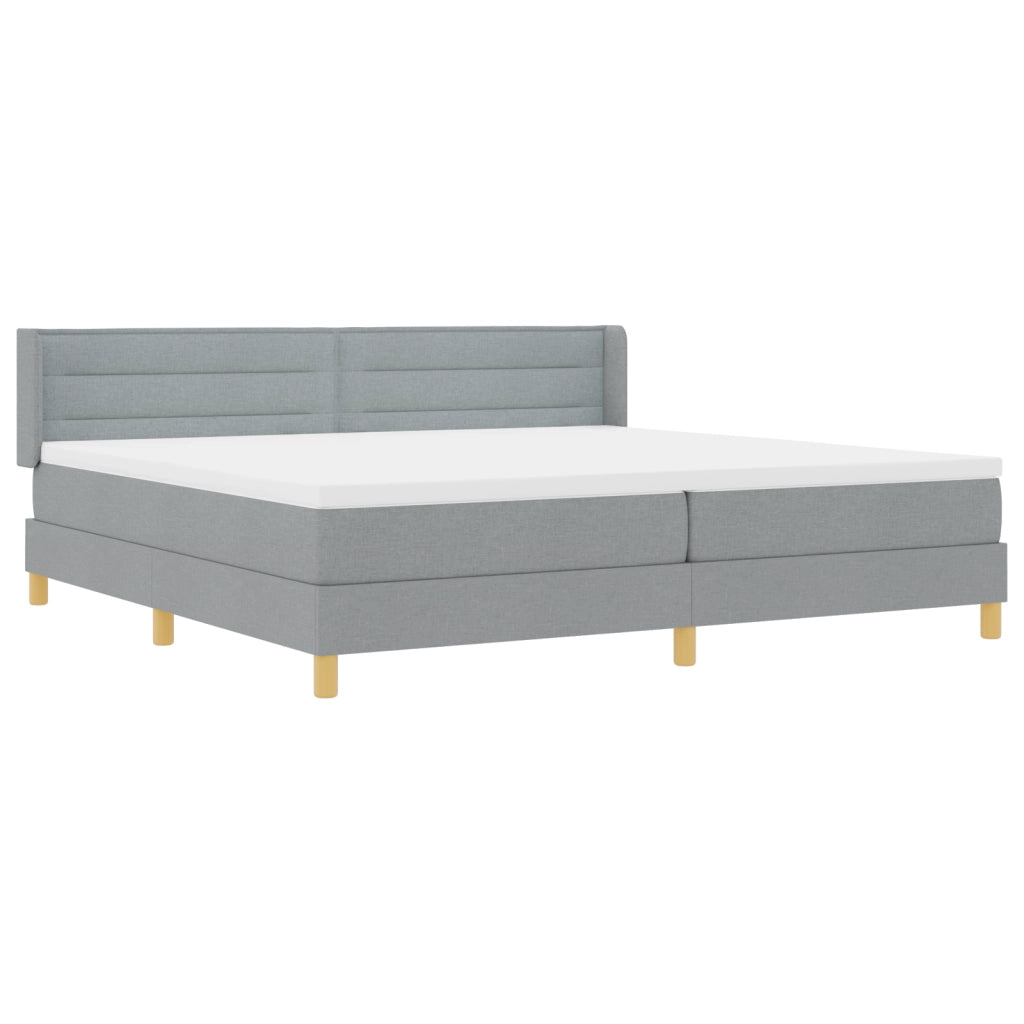 Letto Box Spring con Materasso Grigio Chiaro 200x200 cm Tessuto