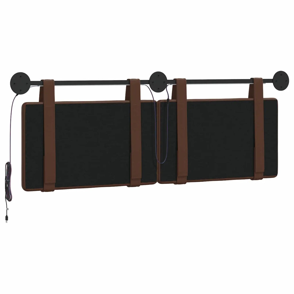 Testiera | Testata sospesa Con luce LED Marrone Similpelle