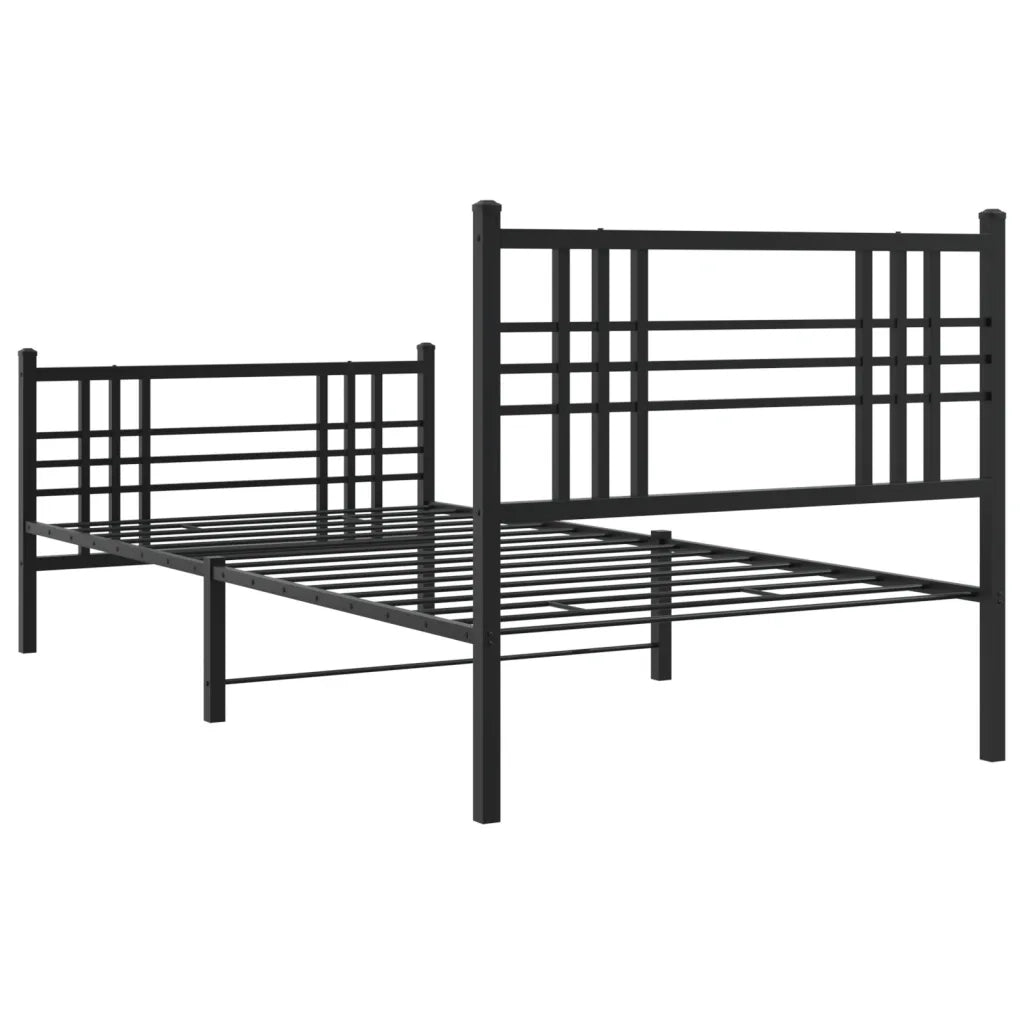Giroletto con Testiera e Pediera Metallo Nero 100x200 cm 376337