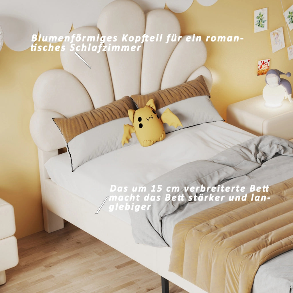 letto imbottito velluto beige 90 x 200 cm