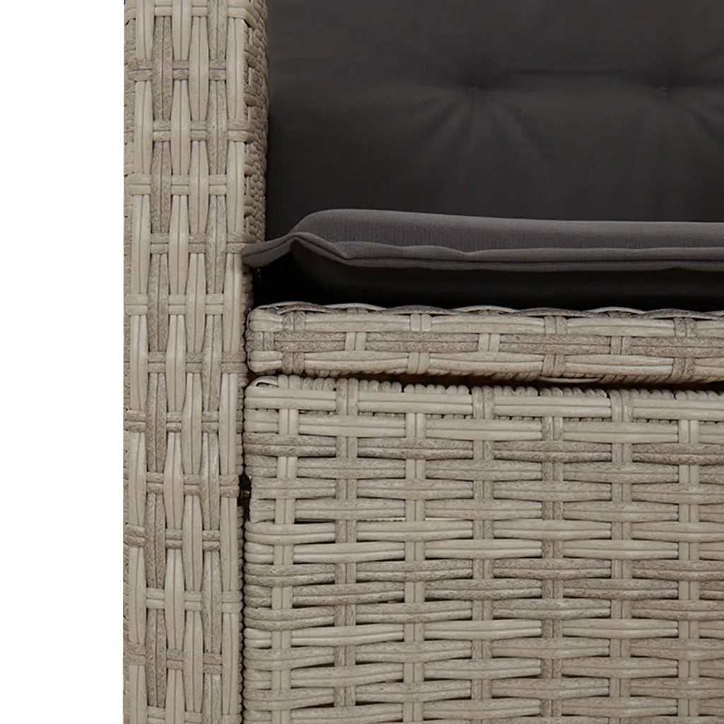 Panchina Reclinabile Giardino | Panca da Giardino con Cuscini Grigio Chiaro Polyrattan