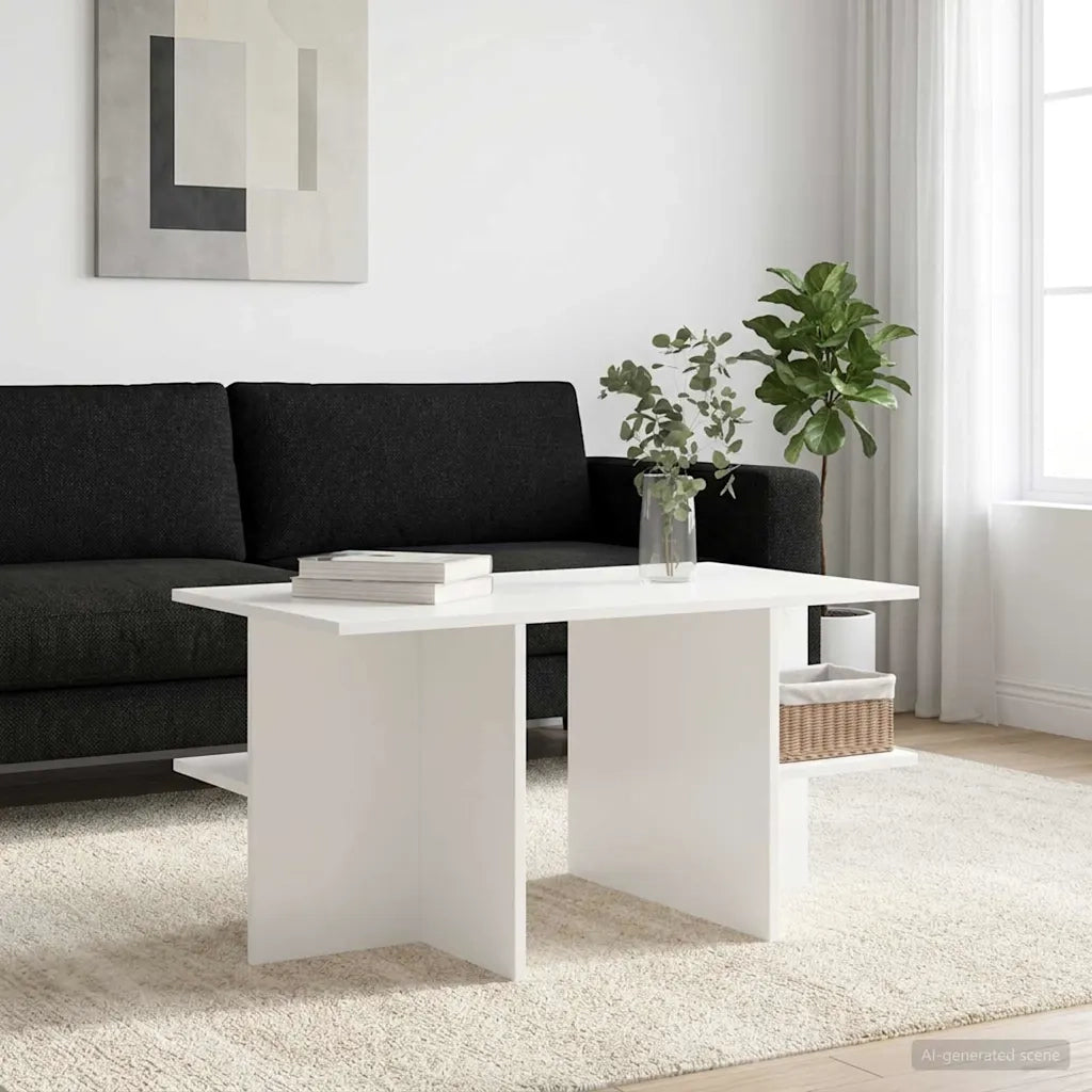 Tavolino da salotto | Tavolino da caff¨¨ | Tavolino da Soggiorno Bianco 87 x 50 x 45 cm Legno ingegnerizzato