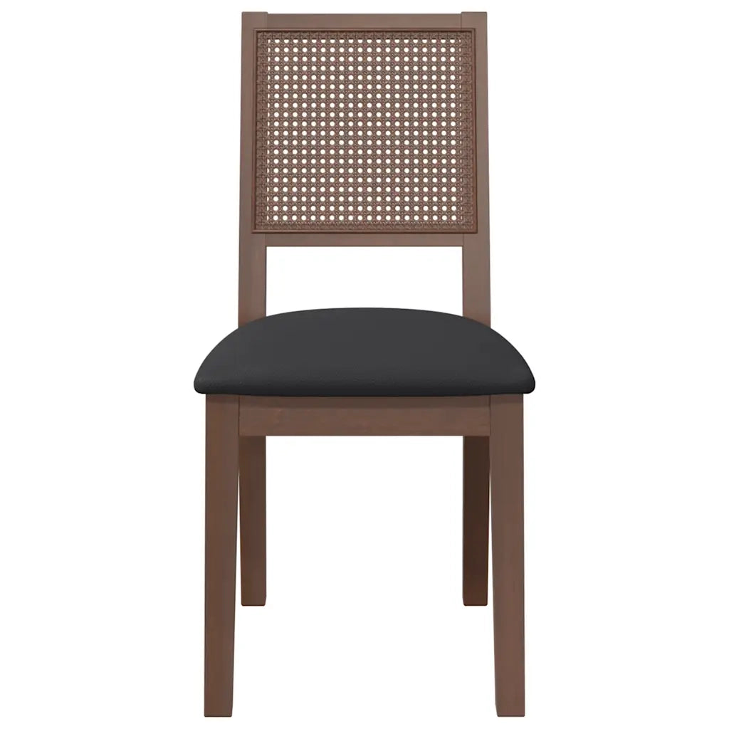 Sedie da Pranzo con Cuscini 2pz Marrone Legno Massello di Hevea 4102477