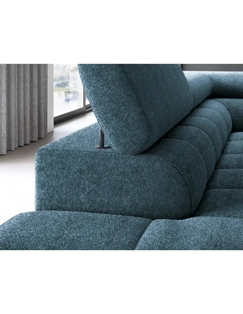 Divano letto Blu scuro FERRUM 5 posti angolo sinistro schiuma HR 276x93x200cm