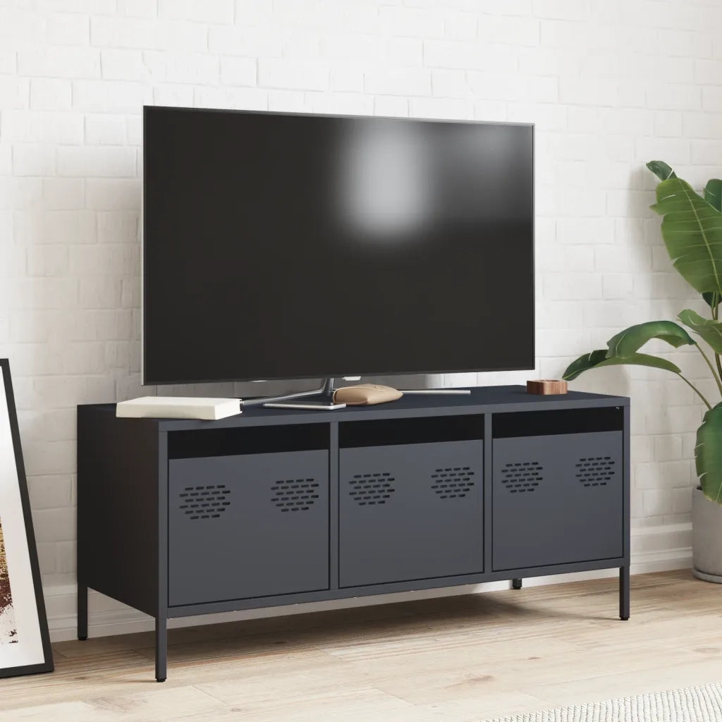 Mobile TV Antracite 101,5x39x43,5 cm Acciaio Laminato a Freddo