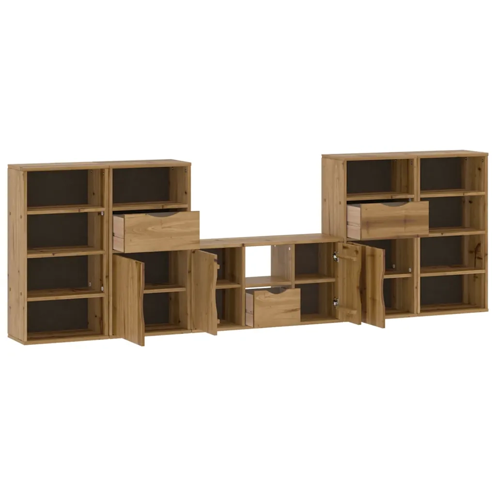 Mobile TV 5 pz con Contenitore ODDA in Legno Massello di Pino 3365378