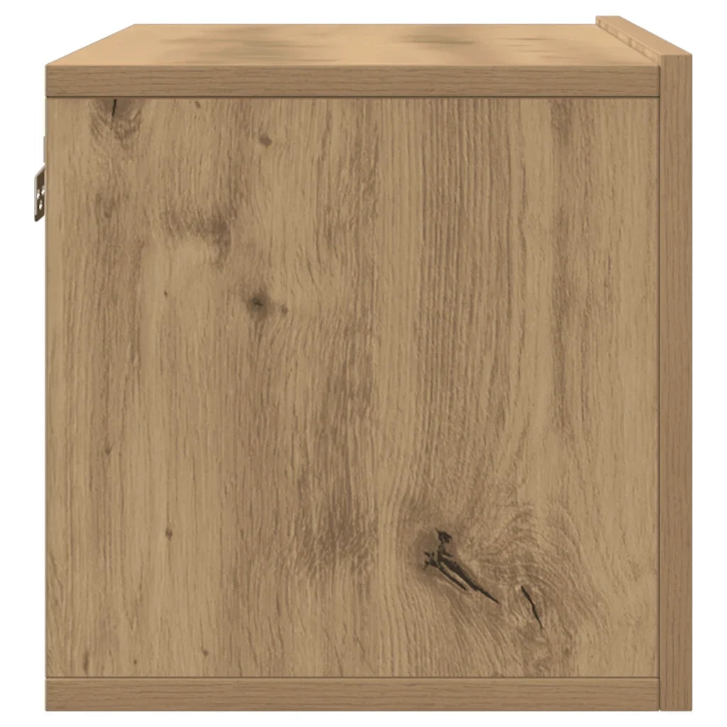 Set di 2 moderni e pratici mobili porta TV a parete 80 x 30 x 30 cm realizzati in legno di rovere composito finitura artigianale 02_0051005