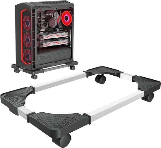 Sistema di supporto per CPU universale per pc - stazione di lavoro con supporto per CPU regolabile su 4 ruote - carrello per CPU portatile da tavolo - nero