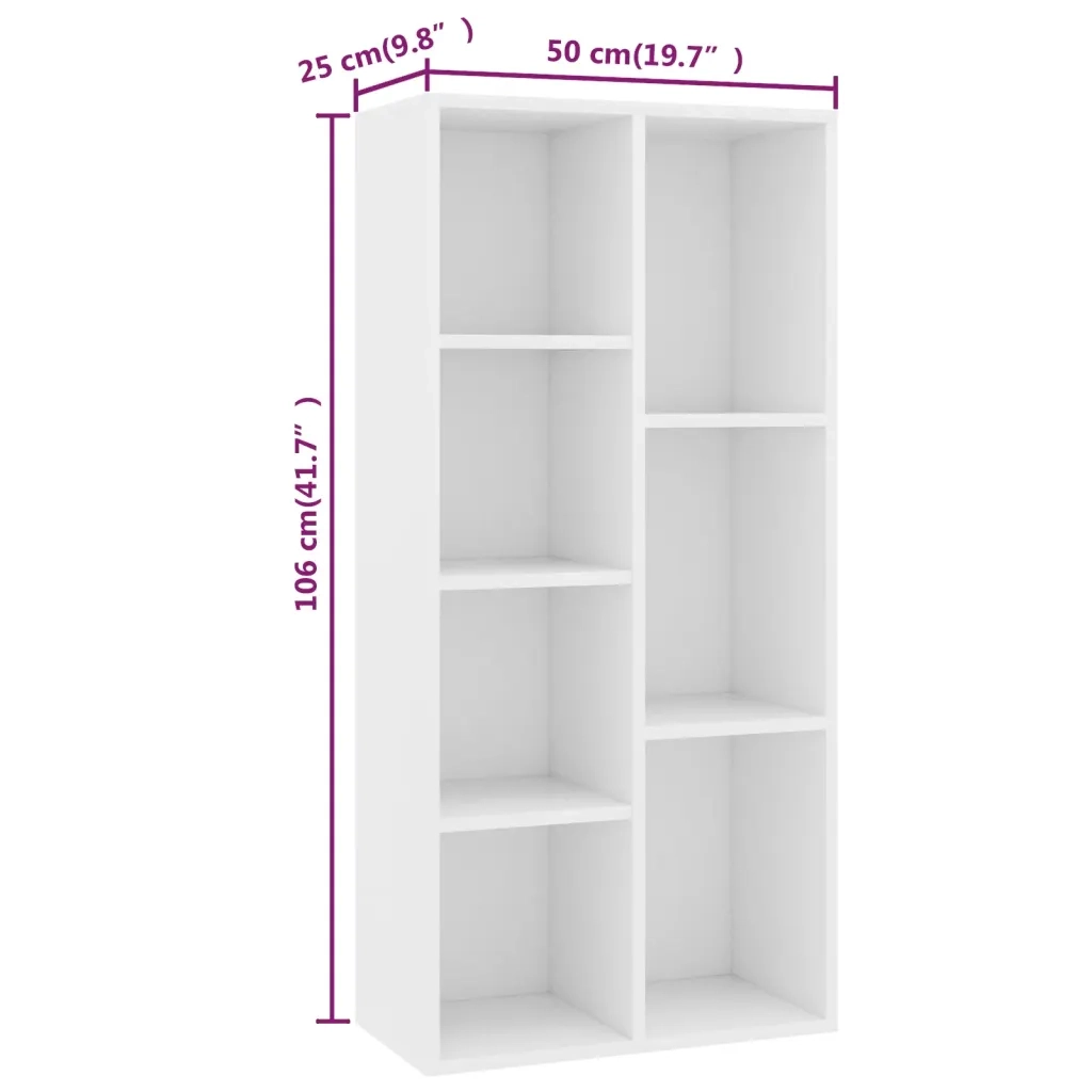 Libreria Bianca 50x25x106 cm in Legno Multistrato cod mxl 9080