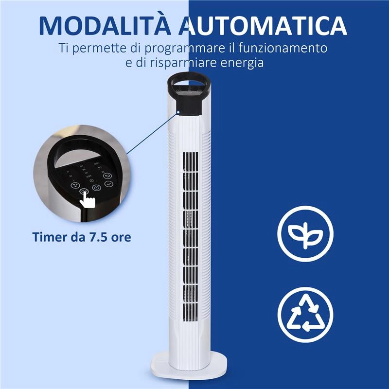 VENTILATORE A COLONNA OSCILLANTE A 3 FUNZION CON TELECOMANDO DA 50 W