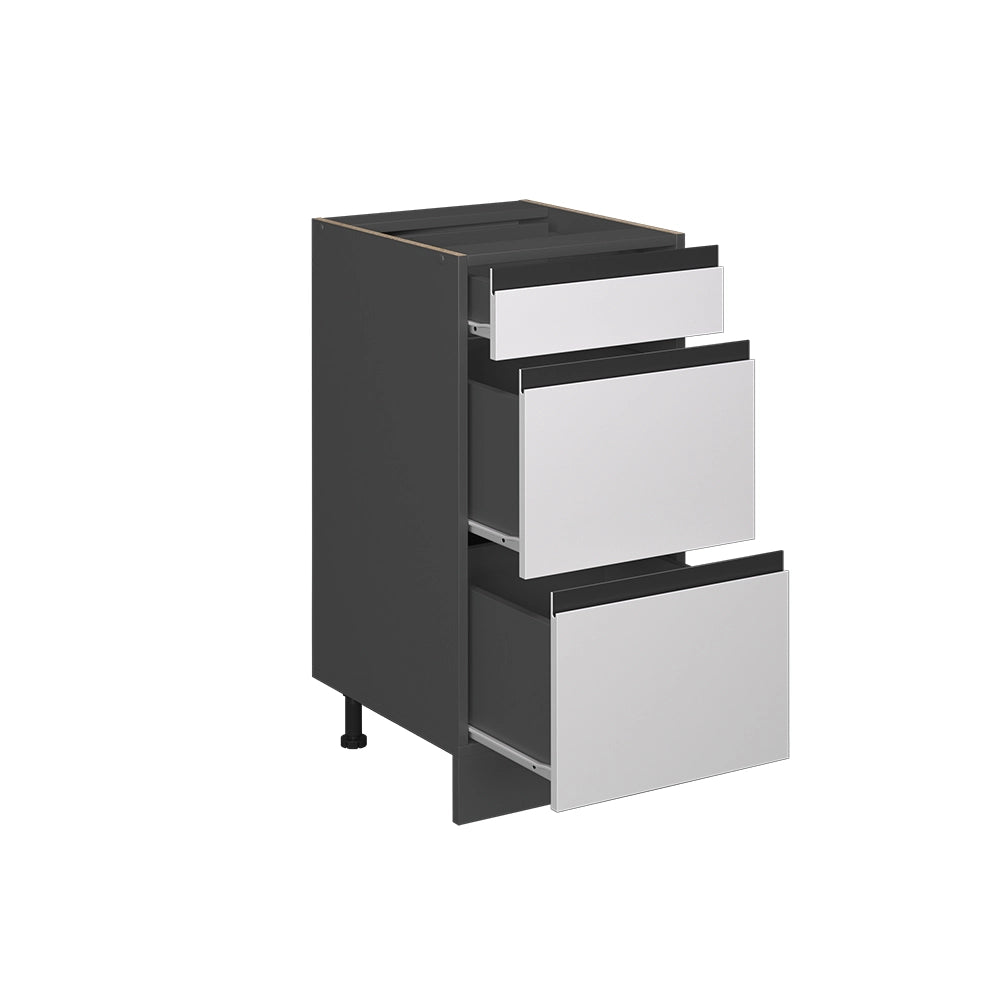 Mobiletto base per cucina R-Line Bianco/Antracite 40 cm J-Shape con cassetti, PL Rovere Vicco