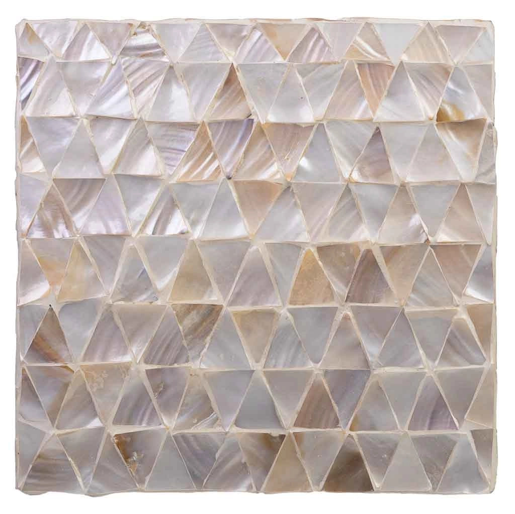 Sgabello in legno e madreperla beige 35x35x45h cm