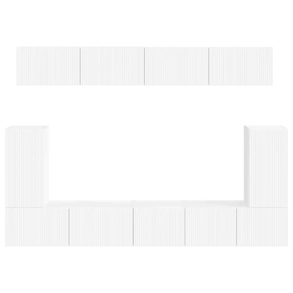 Set mobile TV Montaggio a parete 5 pcs Bianco Legno multistrato 3409087