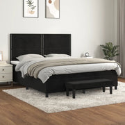 Giroletto a Molle con Materasso Nero 160x200 cm in Velluto 3137793