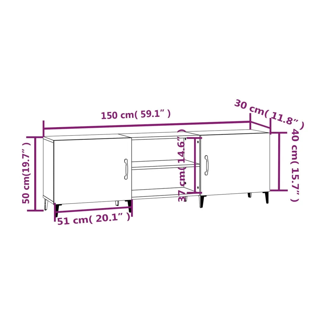 Mobile Porta TV Bianco 150x30x50 cm in Legno Multistrato 812627