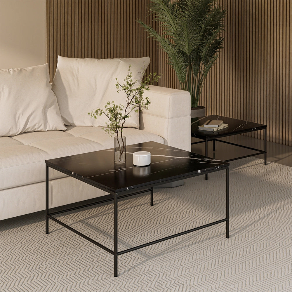 Vicco Tavolino da divano Nero 80 x 80 cm 2 parti