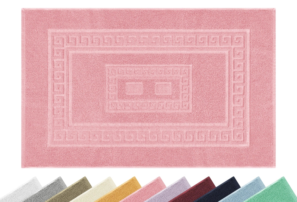 Tappeto Bagno Assorbente In Spugna Varie Misure Da Scendidoccia A Tappeto Grande Lavorazione Jacquard Tinta Unita Ricamo Cornice Lavabile Lavatrice Rosa - TappetoBagno60x90