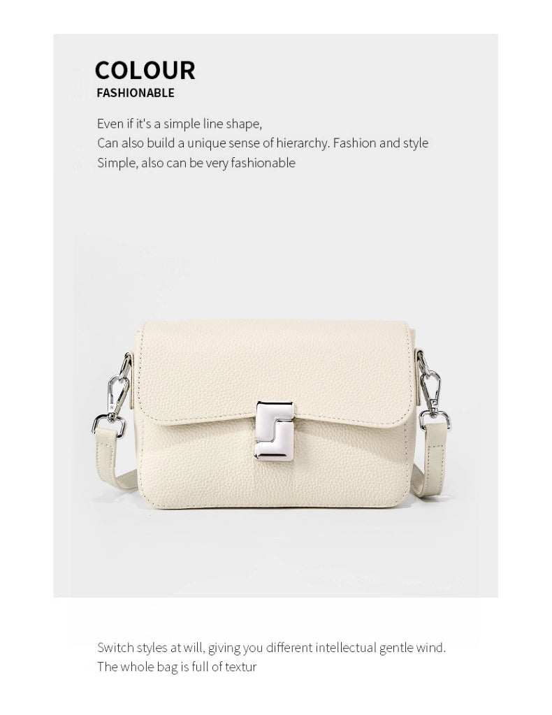Borsa a tracolla piccola ed elegante da donna in vera pelle, con manico superiore, colore bianco.