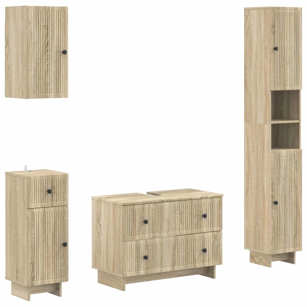 Set di Mobili da Bagno da 4 Pezzi EDE Rovere Sonoma 3417902