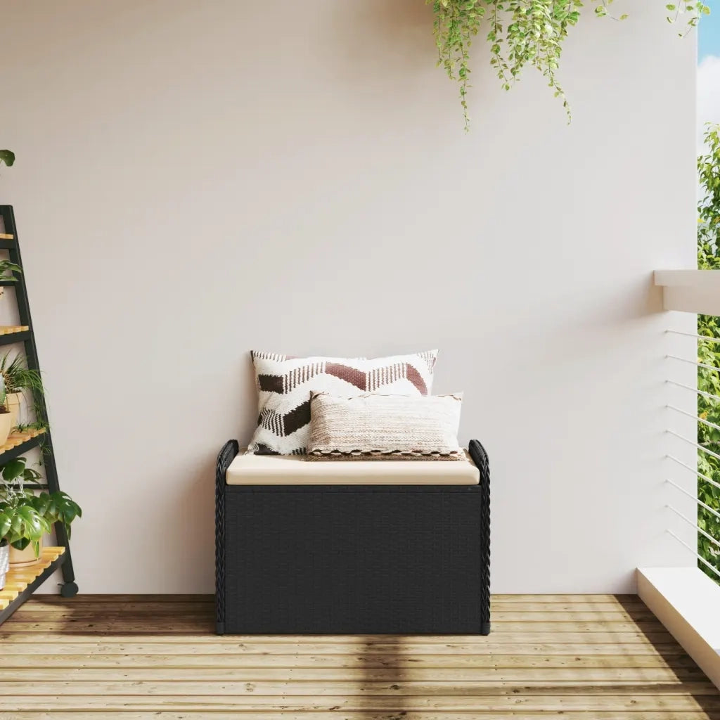 Cassapanca con Cuscino Nera 80x51x52 cm in Polyrattancod mxl 88039