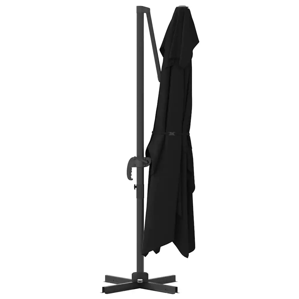 Ombrellone-Ombrello da giardino Nero 351 x 250 x 260 cm Poliestere e Alluminio