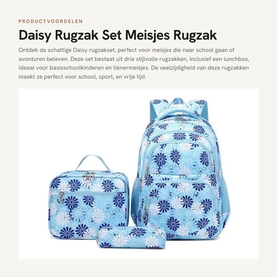 Set di Borse per Ragazze - 3 pezzi - Inclusa Borsa per Picnic - Borsa per Soldi - Tasca per Laptop 14 pollici - Ideale per Scuola e Tempo Libero - Borsa per Scuola