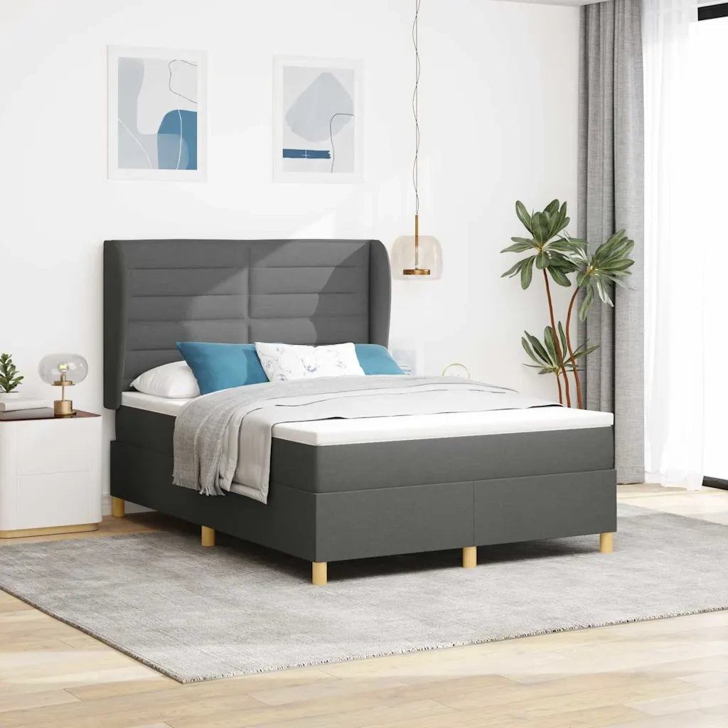 Letto a molle con materasso Grigio scuro 200 x 140 cm Tessuto 3340691