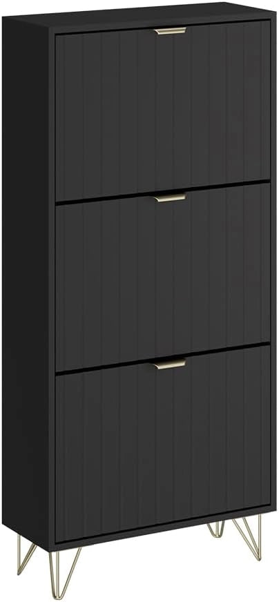 Armadio per le scarpe Helge, Bianco, 60 x 128.5 cm 3 scomparti, per la conservazione e l’organizzazione delle scarpe nell’ingresso