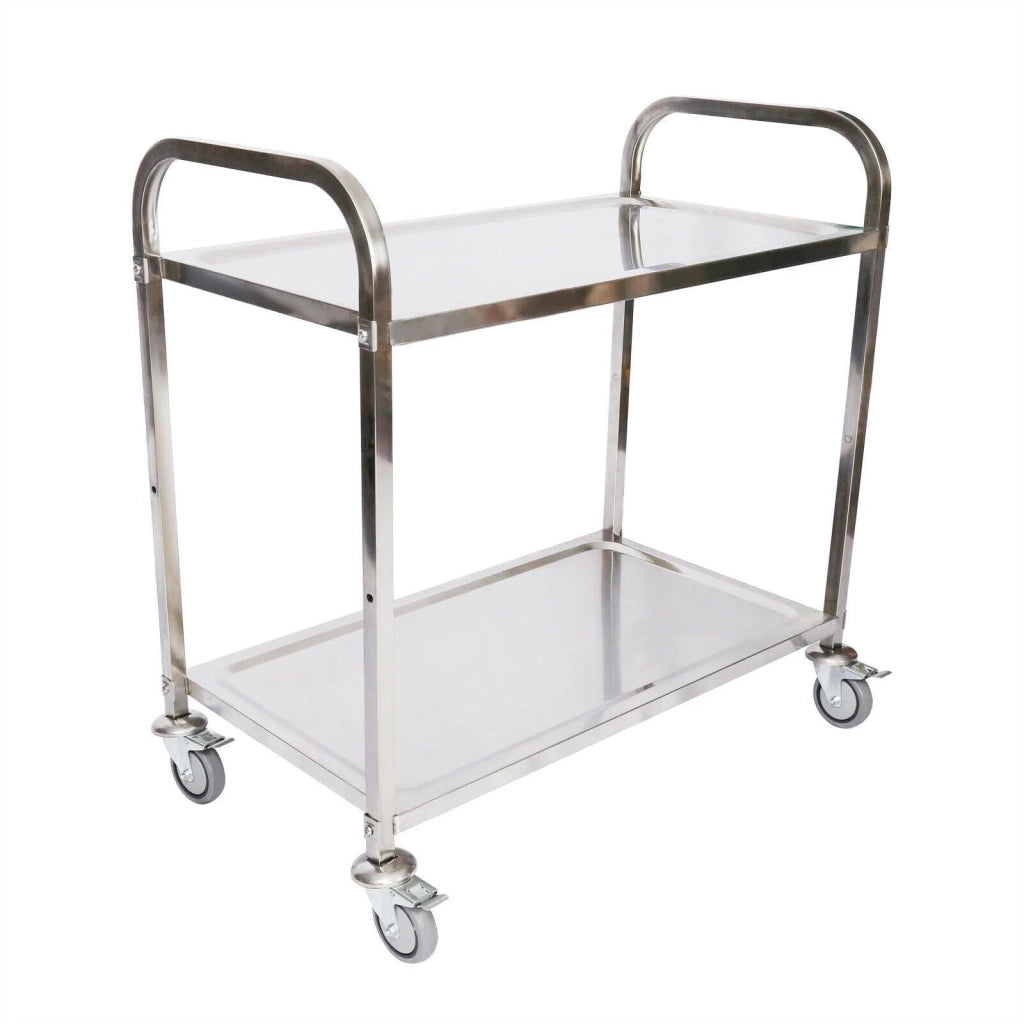 Carrello di servizio in acciaio raffinato con 2 ripiani fino a 150 kg carrello da cucina mobile acciaio inox 16_0002575