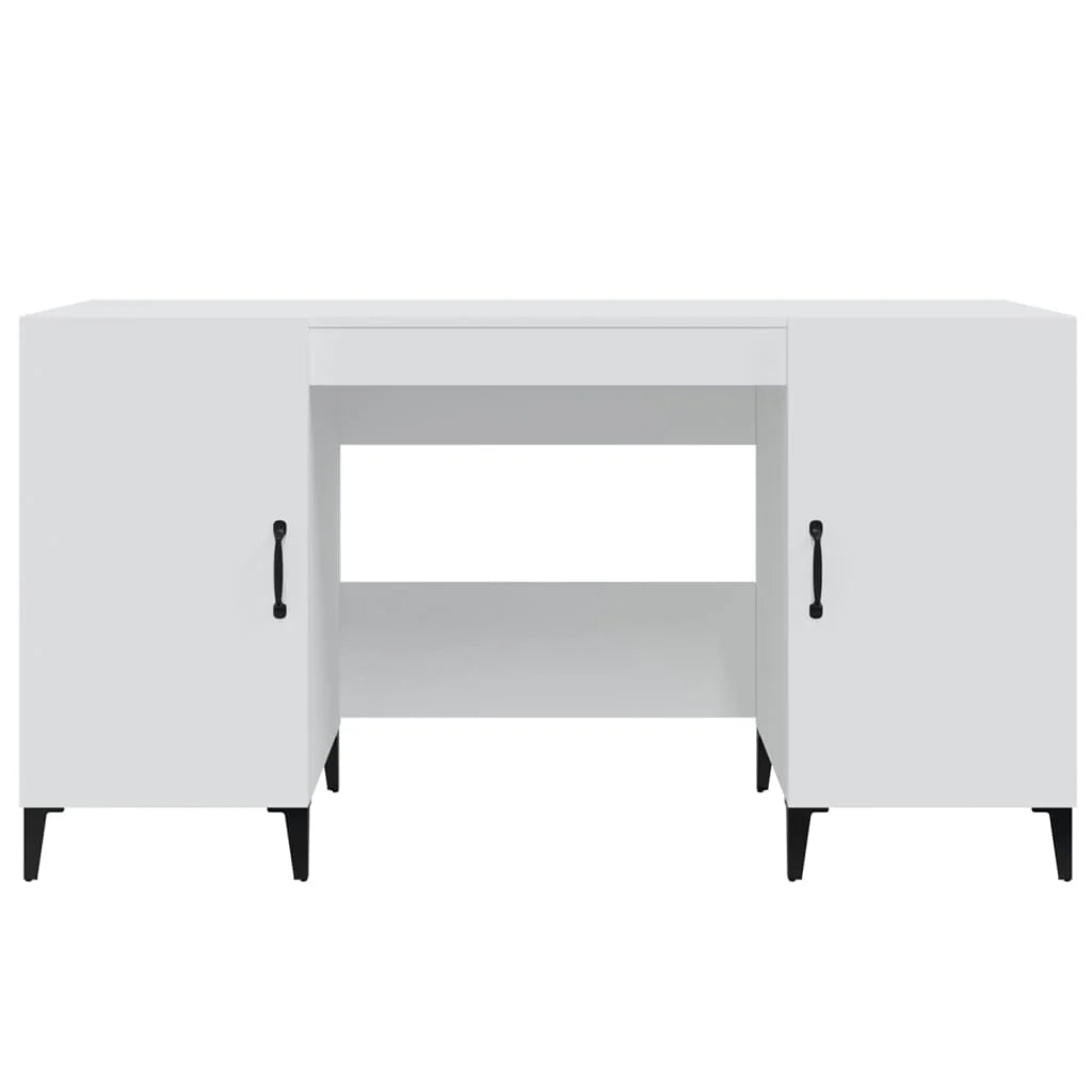 Scrivania tavolo postazione di lavoro mobile per computer studio 140 x 50 x 75 cm legno ingegnerizzato bianco 02_0023515